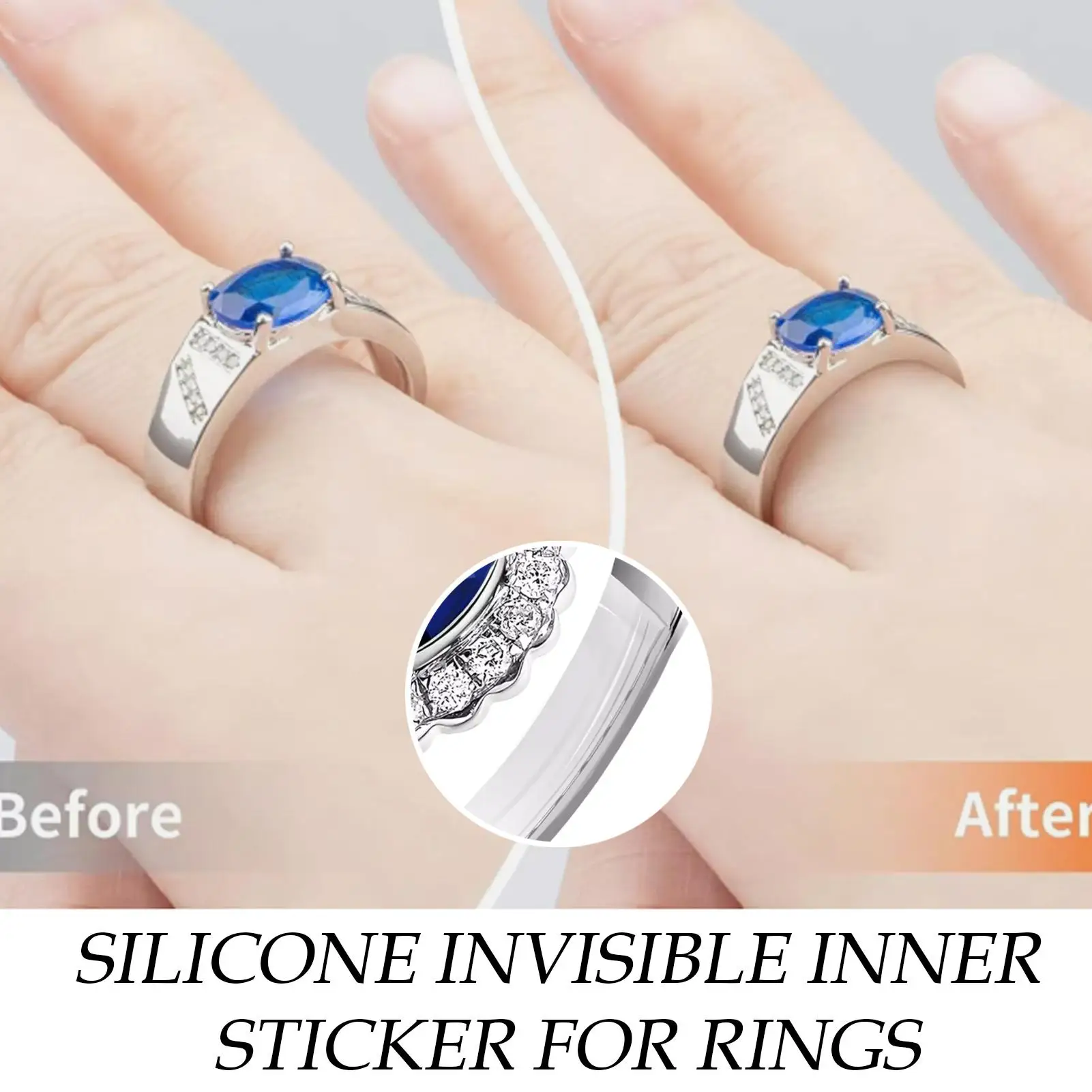  Adjust Rings Size Silicone Transparent Sticker for Big Size Ring Invisible Fixed Tightener Reducer Resizing Jewelry Tools