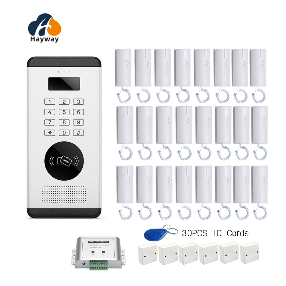 2 Wires Non-Visual 12/16/24 Apartment Audio Intercom Doorbell Door Phone Supports ID Card Password Unlocking