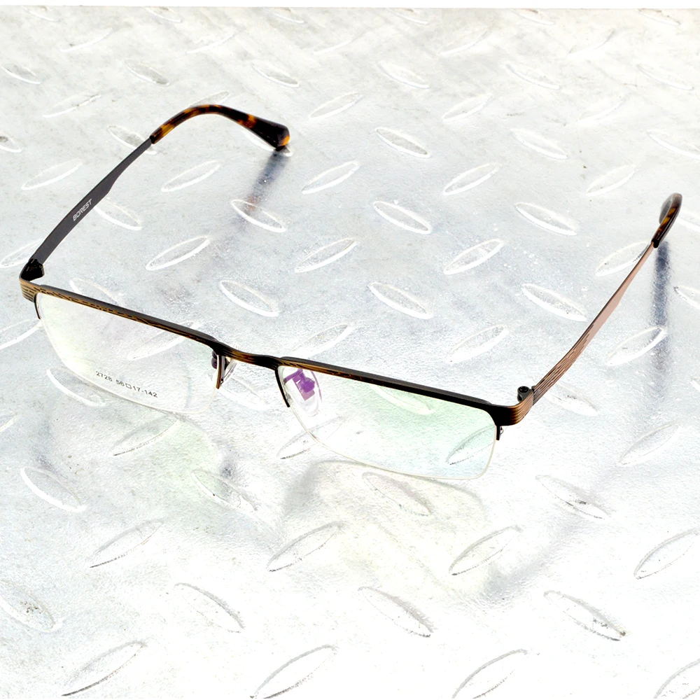 

Brown Rectangle Half-rim Titanium Alloy Simple Business Style Men Optical Glasses Frame Eyeglasses Eyeframe Eyewear