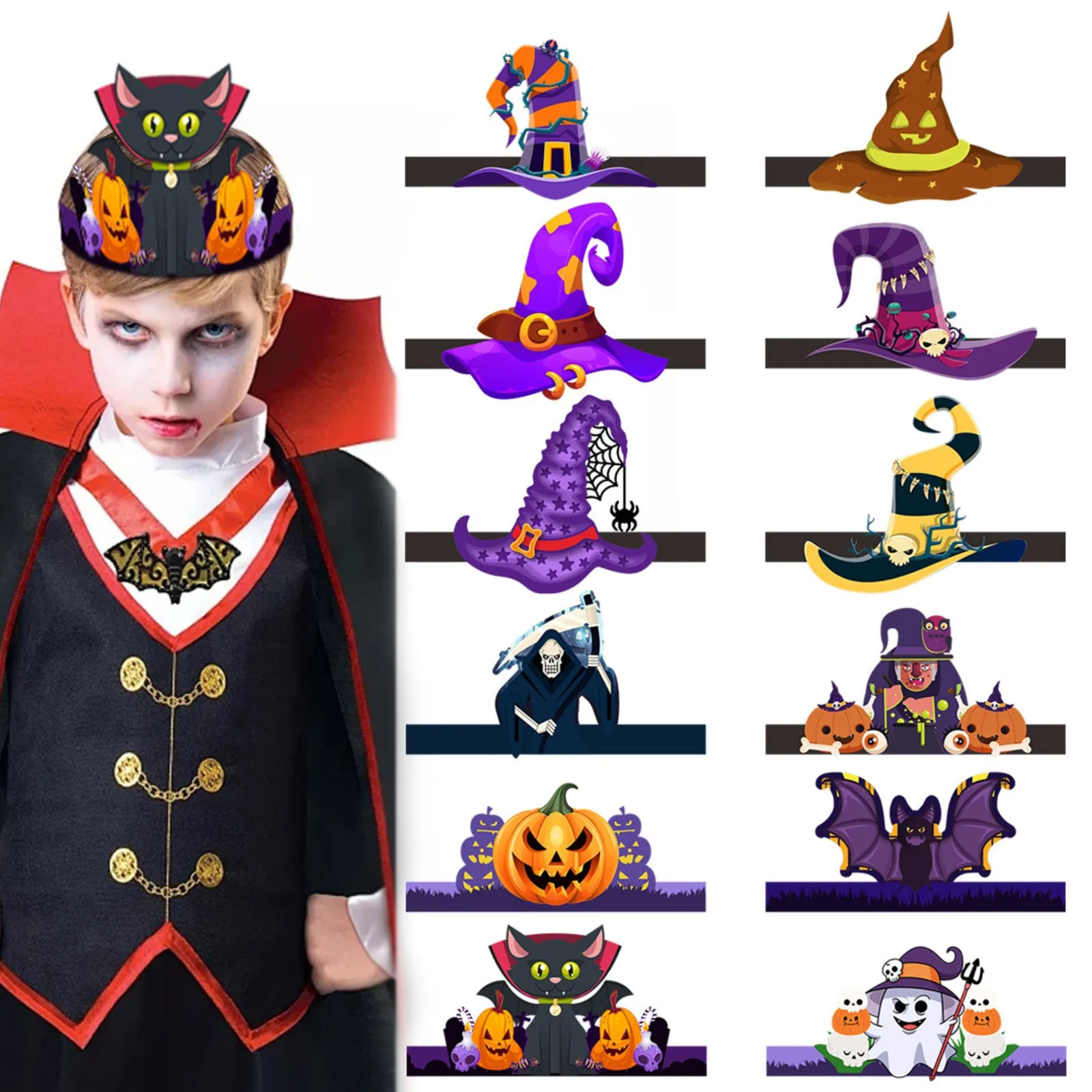 

Halloween Witch Hat Theme Party Decoration Crown Hat Ghost Festival Party Dress Up Props Cosplay Costume Accessory