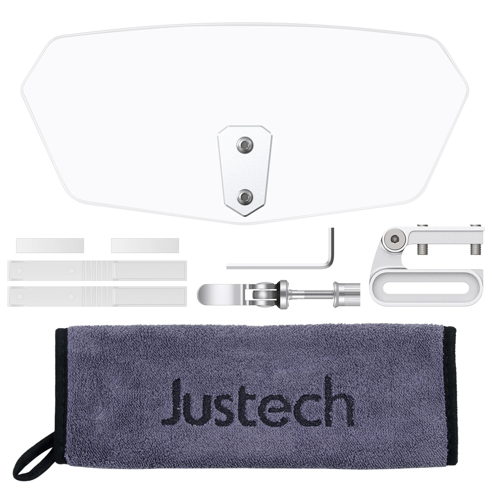 Justech-Deflector de viento ajustable para motocicleta, parabrisas Universal para Kawasaki, Honda, extensión transparente