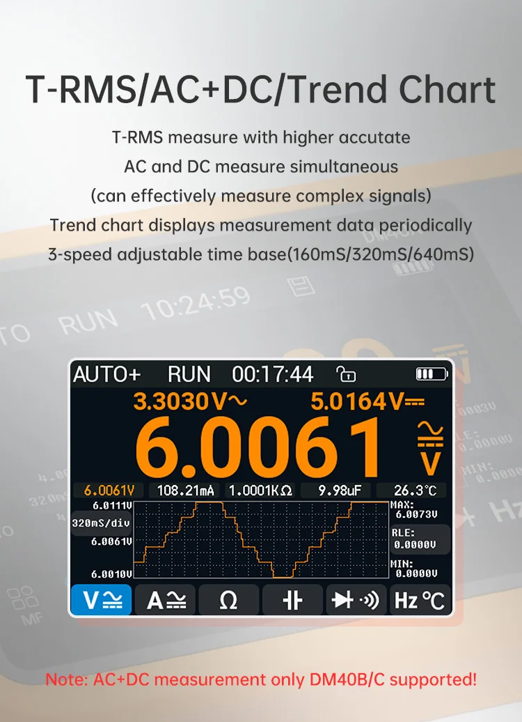 ALIENTEK DM40 Digitales Multimeter Oszilloskop Signalgenerator 3-in-1 50M Abtastrate Spannungs-Dioden-Handmessgerät für Kfz-Werkzeuge – Detail 5