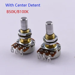 1 Piece Brass Bushing Solid Shaft  Balance Potentiometer(POT) With Center Detent For Electric Bass -（B50K/B100K） Made in Korea