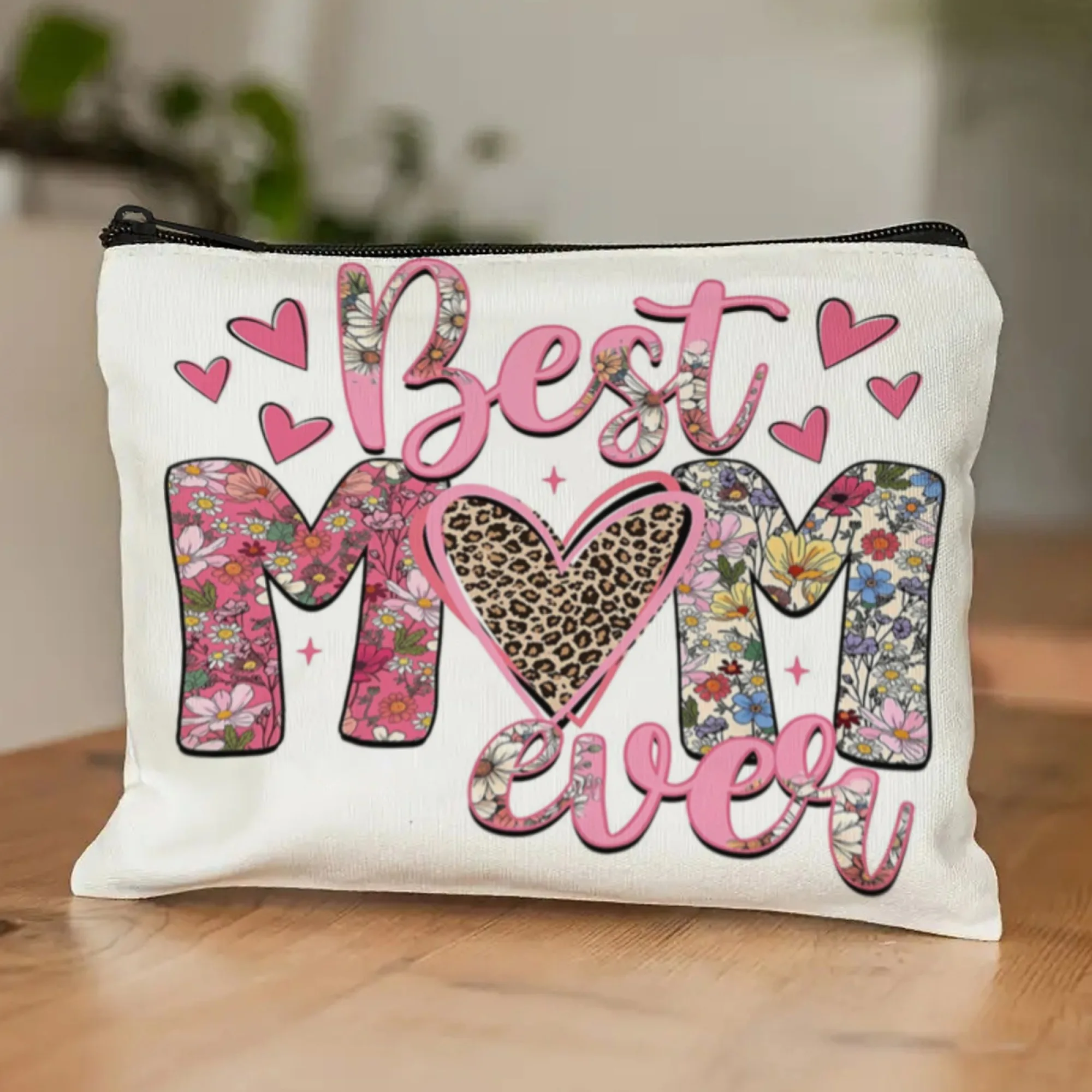 

Простая косметичка для женщин в романтическом стиле с надписью «Лучшая мама на свете», розовая, практичная сумка-органайзер для путешествий, подарок для мамы.