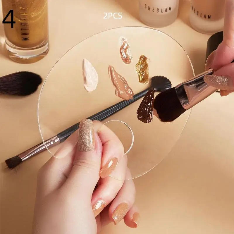 Paleta de Maquiagem Transparente em Acrílico com 2 Peças, Misturador Manual de Creme de Base Líquida, Ferramenta de Beleza