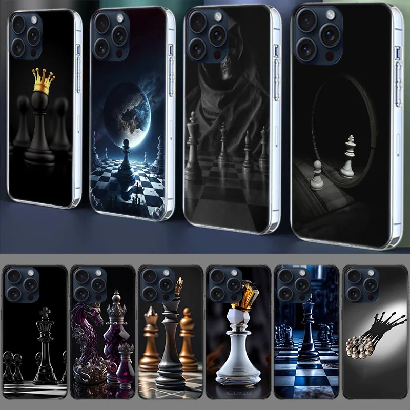 Competitive Chess Game Clear Case For Apple iPhone 12 13 Mini TPU 11 14+ 15 16 Pro Max Capa Plus XR X XS Max Phone Cover Silicon