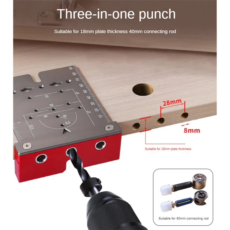 AEE6-35Mm Hinge Punching Locator Hinge Boring Jig With Inch Metric Scale Multi-Function Woodworking Drilling Locator
