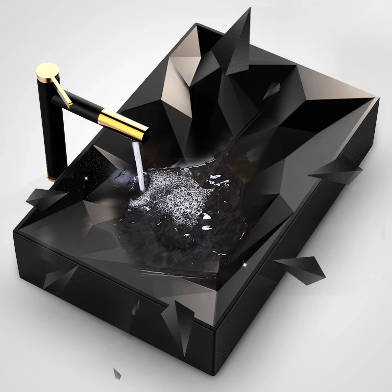 Nordic industrial wind table basin black light luxury washbasin diamond washbasin single basin bathroom