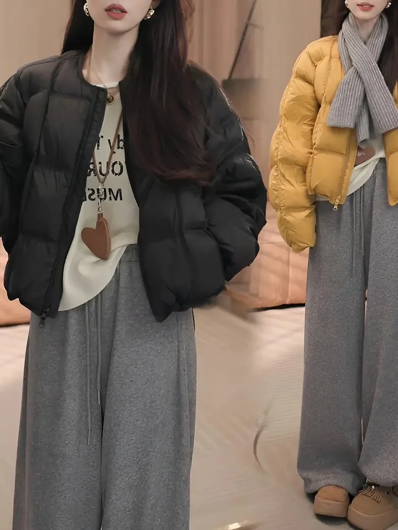 

Korean Style round Neck Turtle Back Fleece Cotton Jacket Women's Winter New Fashion Anti-Aging Bread Clothes Cotton Coat