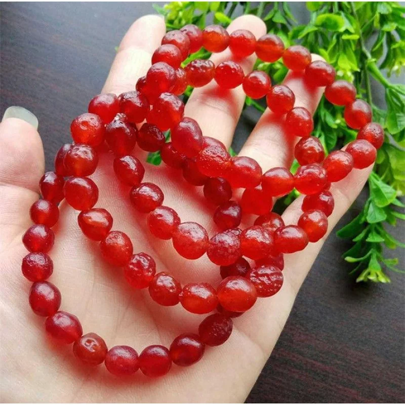 New Gobi Alashan Rough Stone Sugar Heart Raisin Red Agate Fashion Jade Bracelet