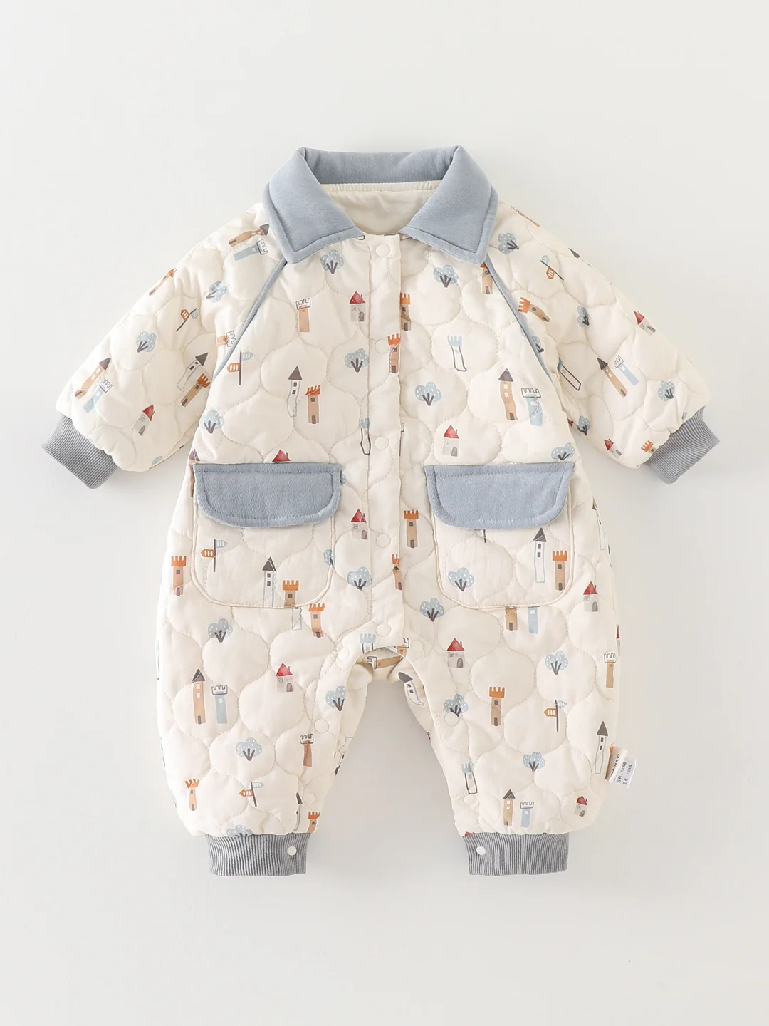 

Зимняя одежда Thiened Cotton Baby Rer, модный дизайн с принтом, детская одежда, теплый длинный дизайн с воротником свеча для малышей