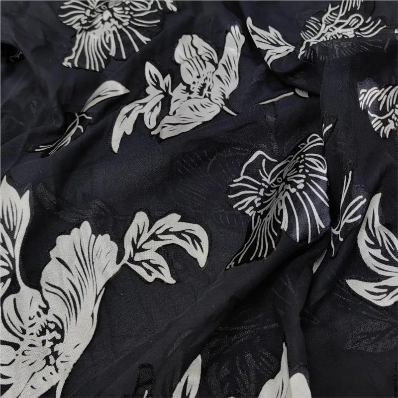 

Woven brocade viscose printed mottled burnt gauze velvet fabric sleeping dress cheongsam
