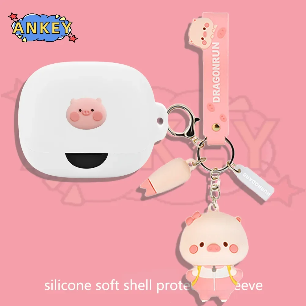 for Anker Soundcore AeroFit Pro Case Pink Pig Silicone Case Earbuds Soft Protective Headphone Cover Headset Skin