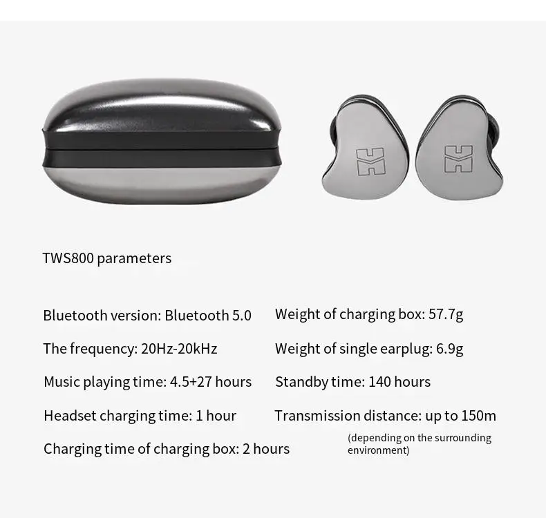 

Hifiman TWS800 true wireless Bluetooth headset running binaural invisible noise reduction beans