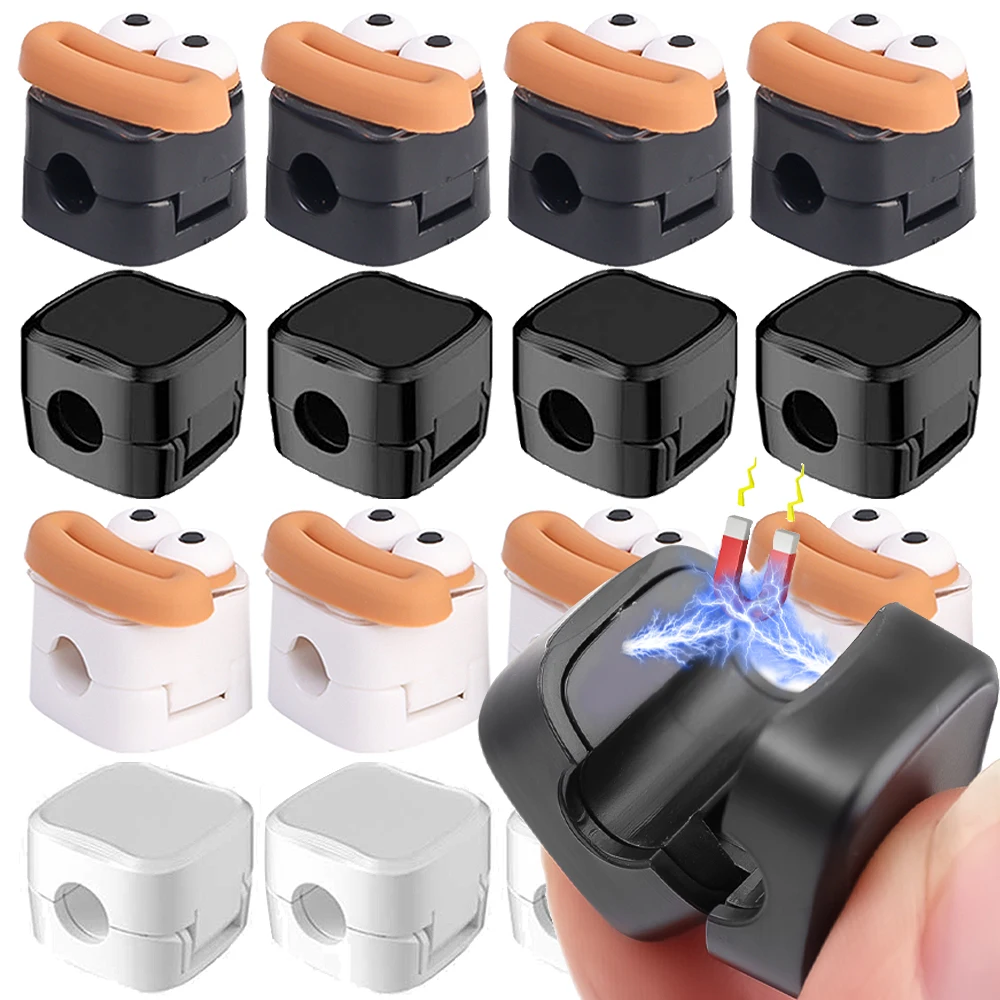 12/6Pcs Magnetic Cable Organizer Cables Clips Under Desk Cable Management Wire Cord Keeper Adjustable Wire Organizer Holders