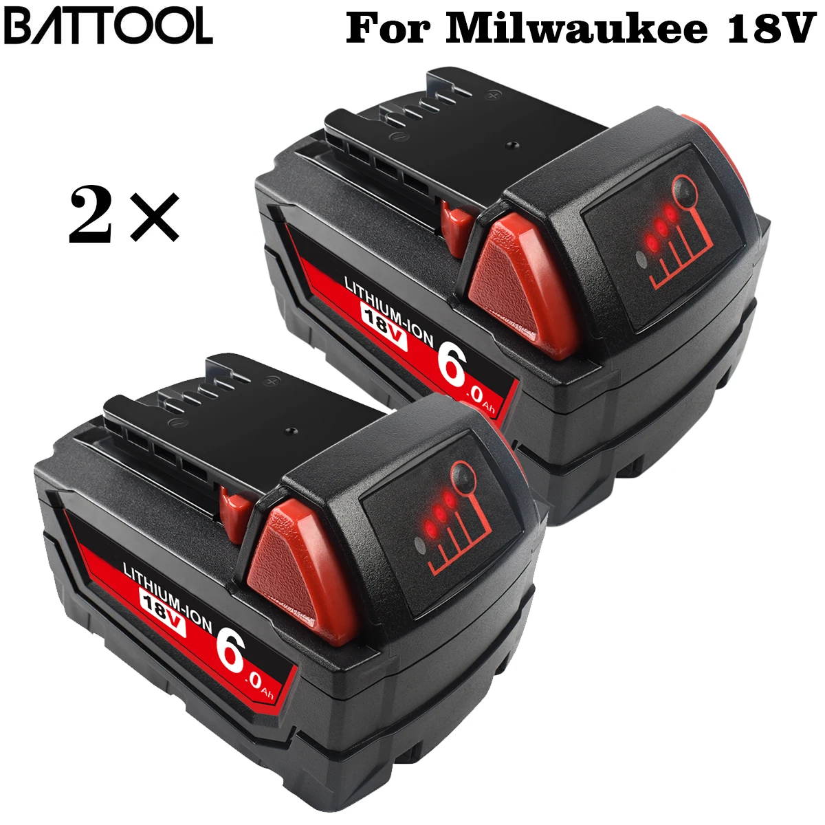 2x BATTOOL 6.0Ah 18V Energia Da Bateria Ferramenta para Milwaukee M18 48-48-11 11-1815-1850 2604-2604-20 22 2708-22 2607-22 48-11-1828