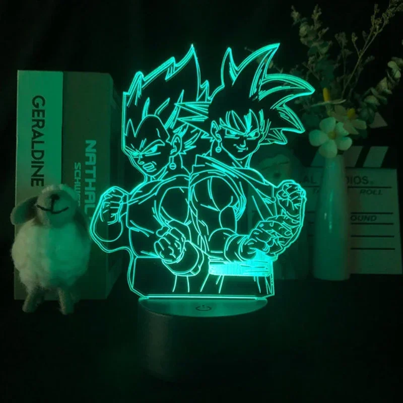 Cartoon 3d führte Licht Sohn Goku Gk Vegeta Anime Figur Nachtlicht Drachen ball Z König Kindheit Schreibtisch Lampe Raum dekor Geburtstags geschenk