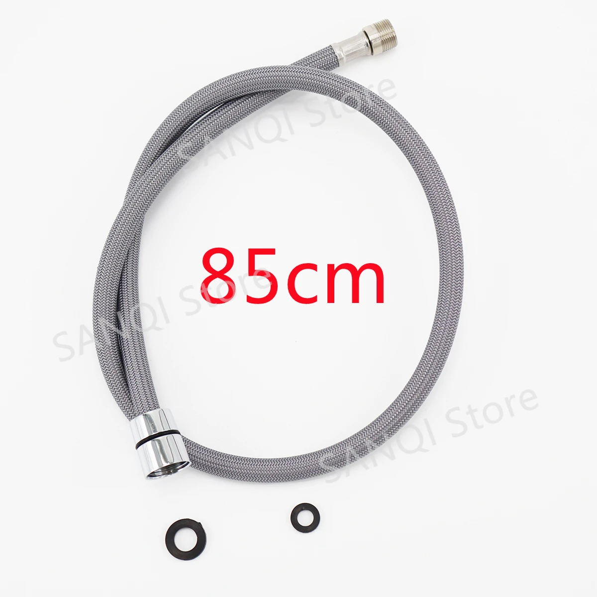 50cm/60cm/85cm F1/2 M15*1 Nylon Braided Flexible Water Hose For Kitchen Pull Out Faucet Hose Spinning Tube Black Gray Plumbing