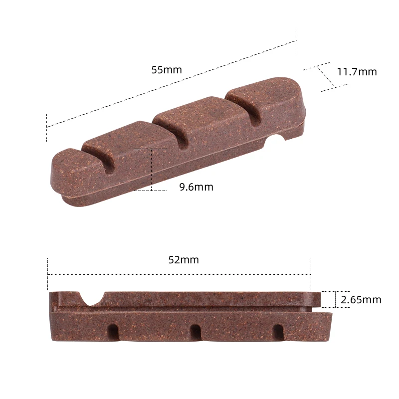 Deemount Carbon Rim Brake Pads Cork Compound Road Bike Caliper Braking Inserts for Carbon Wheel Low Rim Wear All Weather Use