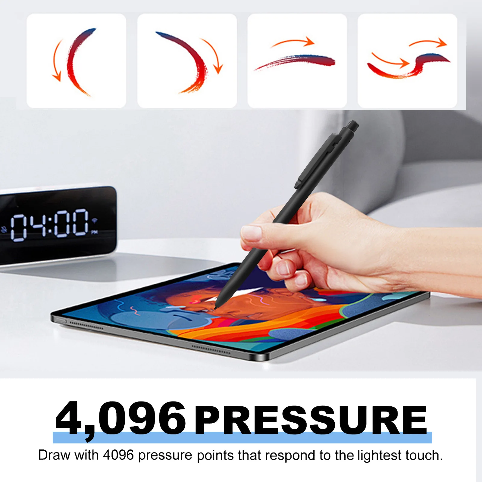 Battery-Free EMR Stylus Pen 4096 Pressure Levels with Tail Eraser Digital Touch Stylus for Kindle E Reader