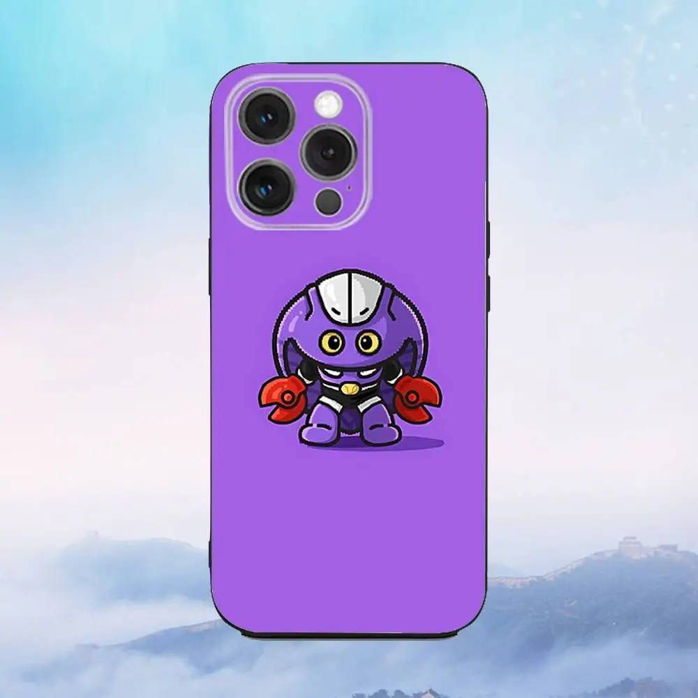 B-Robo K-Kabutack حافظة هاتف لطيفة لهاتف iPhone 16e,16,15,14,13,12,11,Pro,X,XS,Max,XR,Plus,غطاء أسود ناعم صغير