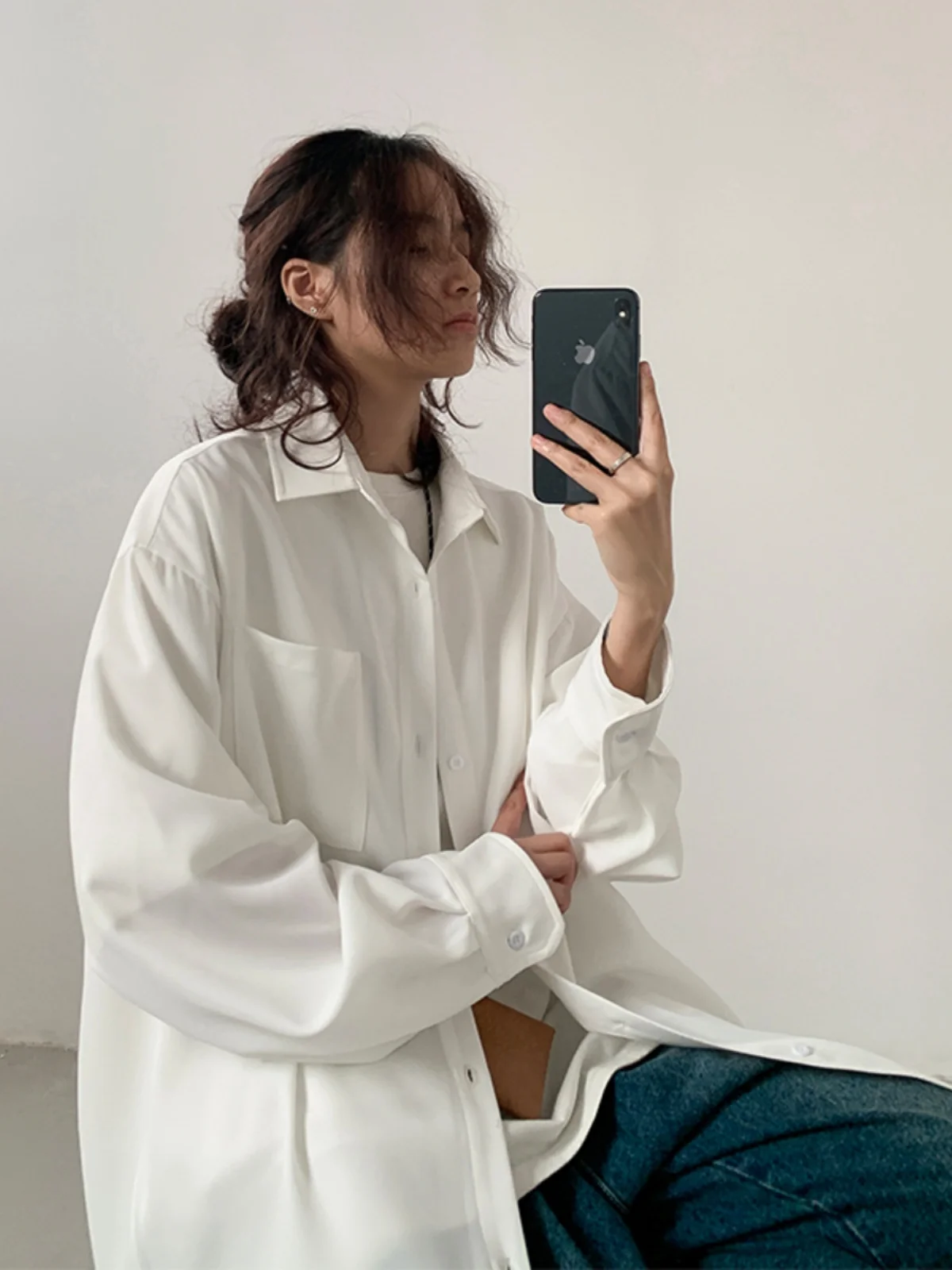 

Мужская рубашка Pure White Long Sleeve, повседневная, свободного кроя, весенняя, базовая, для многослойных образов, качественная, брендовая, на пуговицах