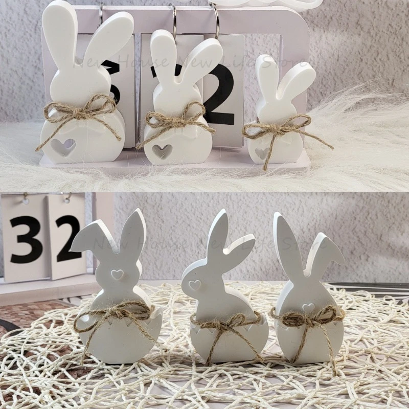 3D Eggshell Rabbit Silicone Candle Mold Bunny Easter Egg Plaster Ornament Molds Hollow Love Rabbit Resin Handmade Soap Mold