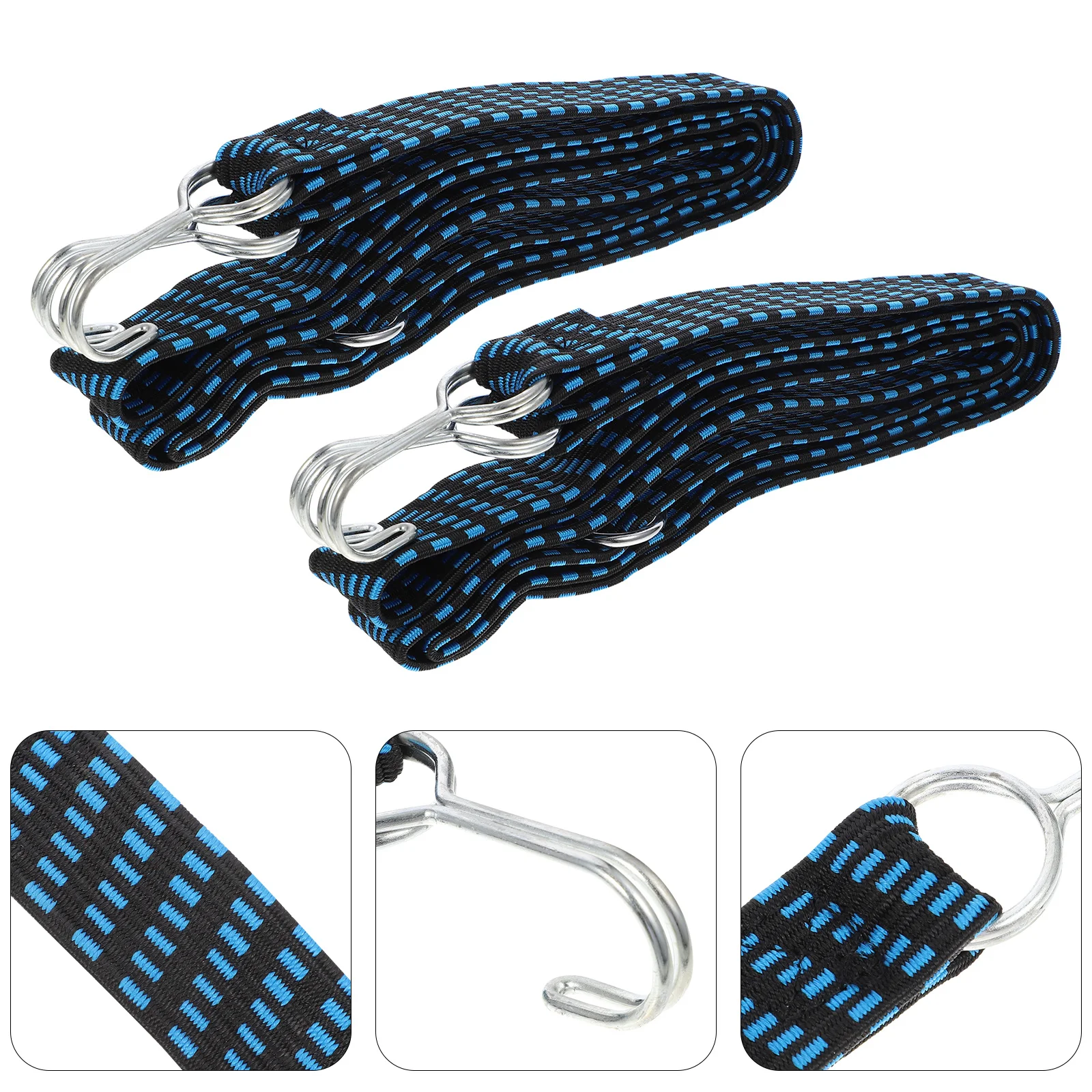 

2pcs Elastic Bungee Straps Heavy Duty Adjustable Cargo Straps Quick Release Hook Motorcycle Scooter Bike Luggage Fixed Rope