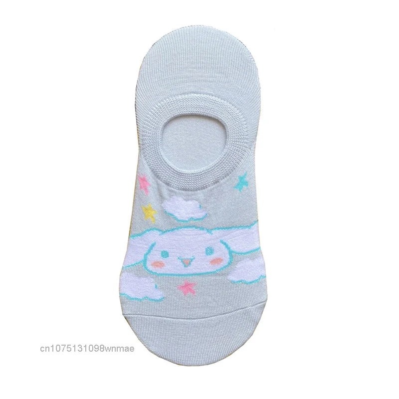 5 Pairs of Adorable Hello Kitty Pom Purin Invisible Socks for Girls, Y2k Ultra-Breathable Cute Low Cut for Comfort Daily Wear