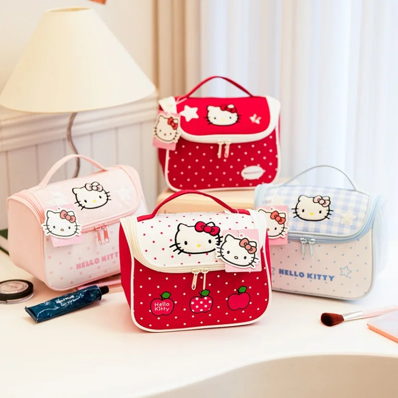Cartoon Hellokitty Storage Bag With Delicate Lines Large Capacity Convenient Handbag Makeup Bag Organizer Bag Gifts For Girls