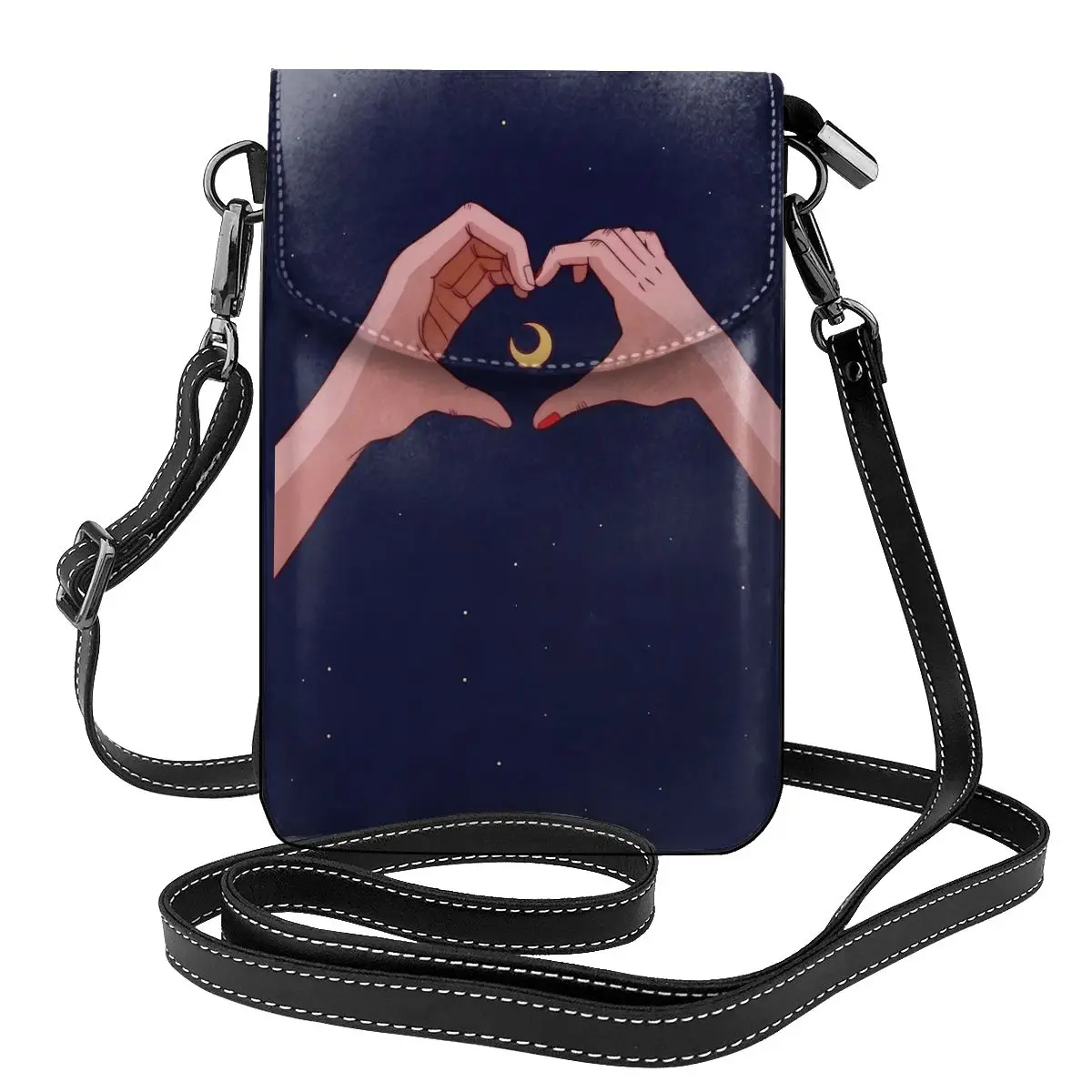 Heart Starry Shoulder Bag Night Sky Gift Reusable Women Bags Leather Work Student Purse Christmas Gift