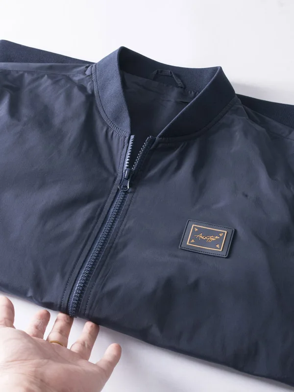 

Faionable Casual Zipper Baseball Collar Pure Color ort Jaet Men's Spring Autumn Outerwear BAIM Brand Polyester Fiber