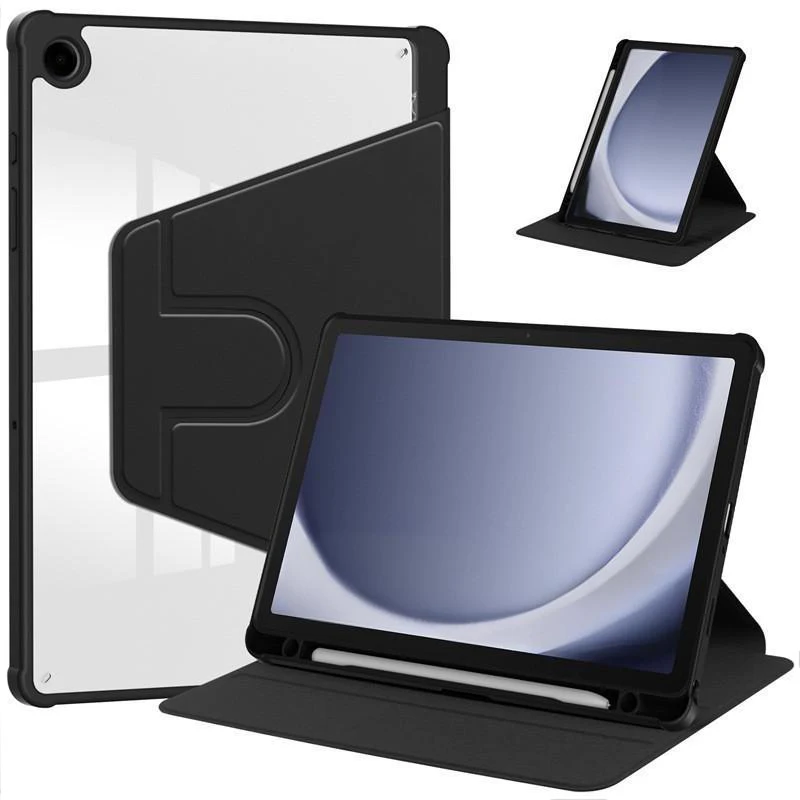 360 °   Drehbare Hülle für Samsung Galaxy Tab A9 A11 Plus 11 A9+ A11+ 2025 2023 Schwenkbarer Ständer Transparente Rückseite mit Stifthalter