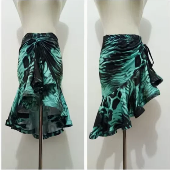 

New Latin Dance Skirt Leopard Print Sexy Adult Skirts Latin Dance Dress Costume Women Practice Skirt Performamnce Clothes