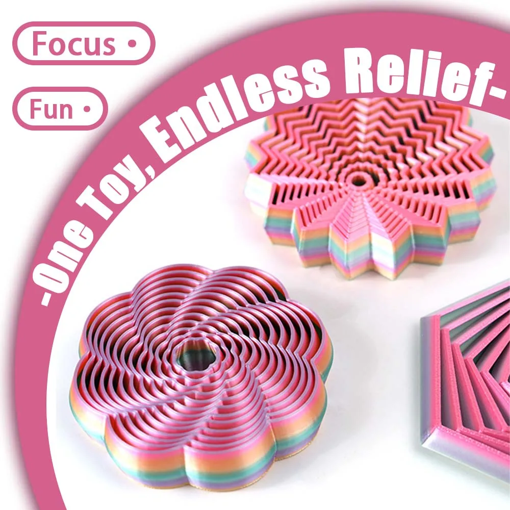 Giocattolo antistress stampato in 3D Giocattolo puzzle con torre di ravanello a forma di fiore Giocattolo antistress Fidget Stack