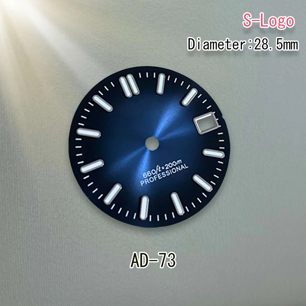 S โลโก้ Dial 28.5 มม.NH35 Dial Sunray Dial Fit NH35/NH36/4R/7S การเคลื่อนไหวสีเขียวส่องสว่าง 3/3. 8/4.2 นาฬิกานาฬิกาอุปกรณ์เสริมเครื่องมือ