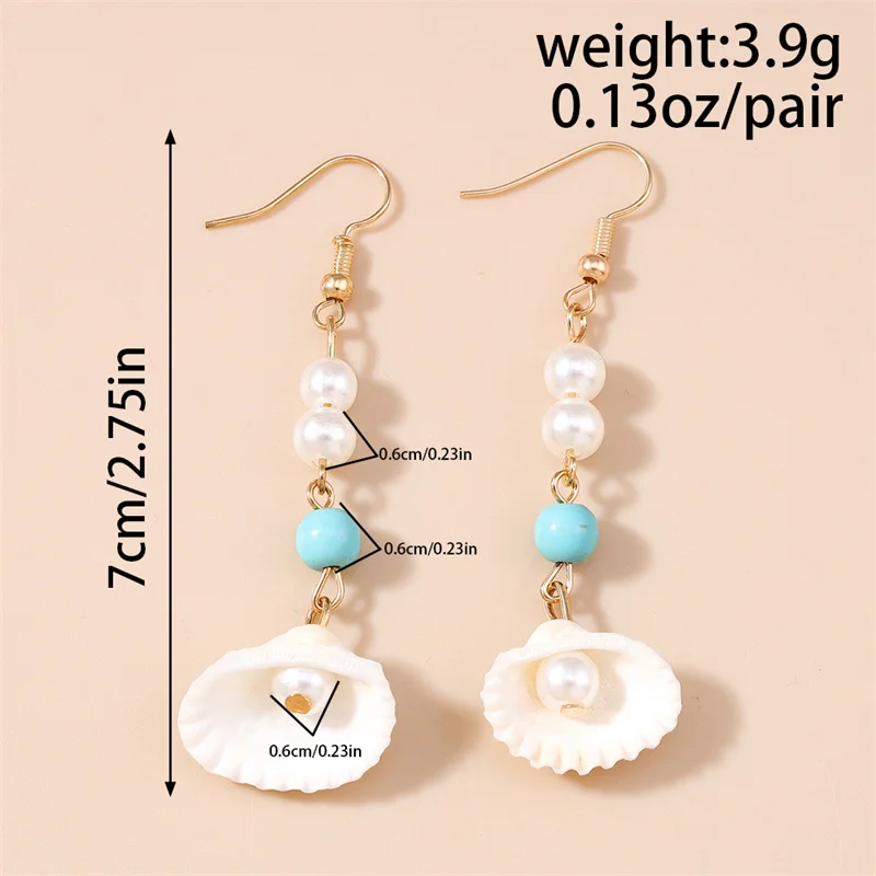 Niedliche Muschel-Seestern-Muschel-Tropfenohrringe für Frauen, Meeresorganismus, baumelnde Ohrringe, Mädchen, Studenten, Party, Urlaub, Schmuck, Geschenke – Detail 11