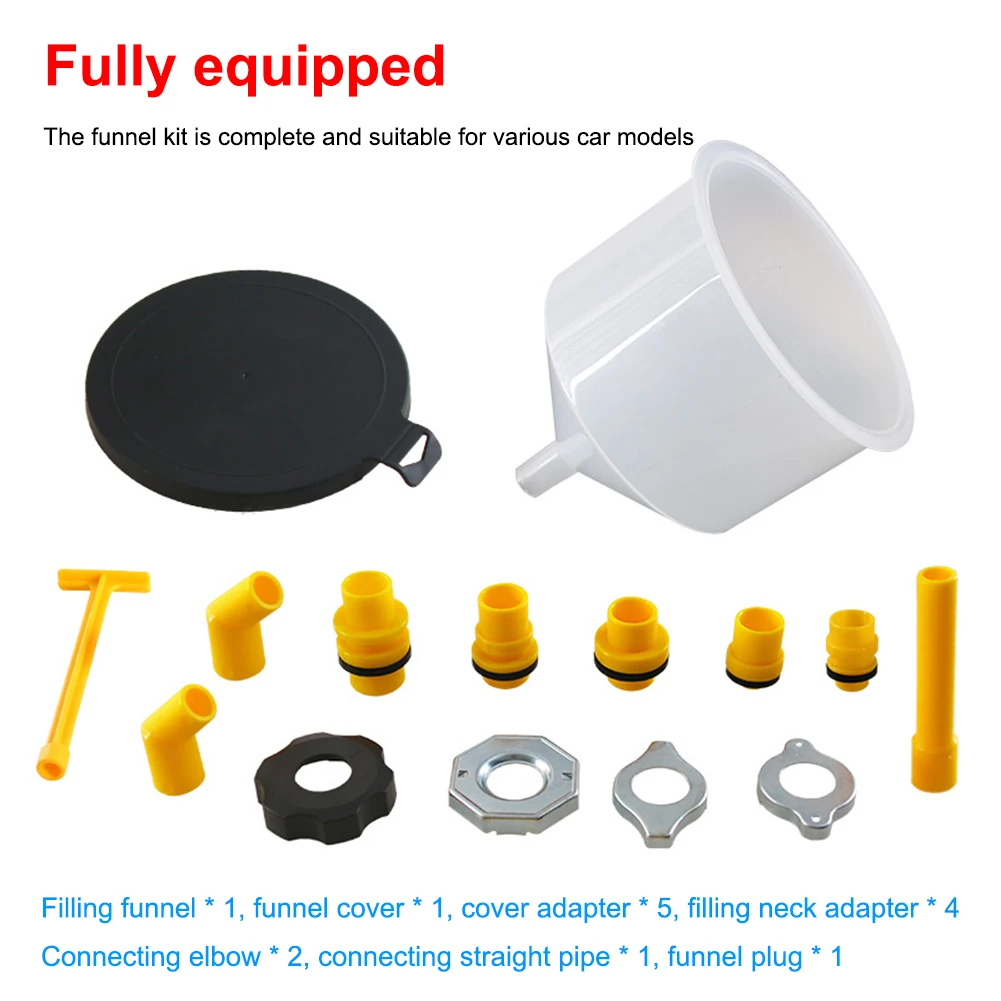 15Pcs Portable Coolant Filling Kit Spill Proof Car Water Cooling System Refill Gas Oil Liquid Refilling Funnel Tools