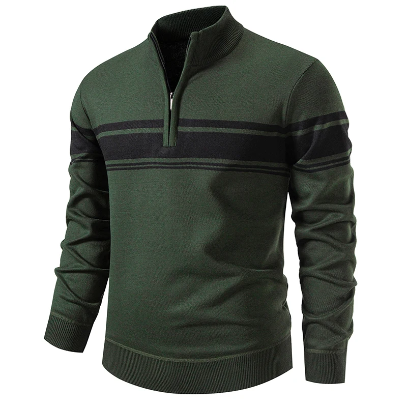 US-Größe Herren Viertelreißverschluss-Pullover Langarm Golf-Shirts Lässiger Strickpullover Anti-Pilling Herren-Oberteile
