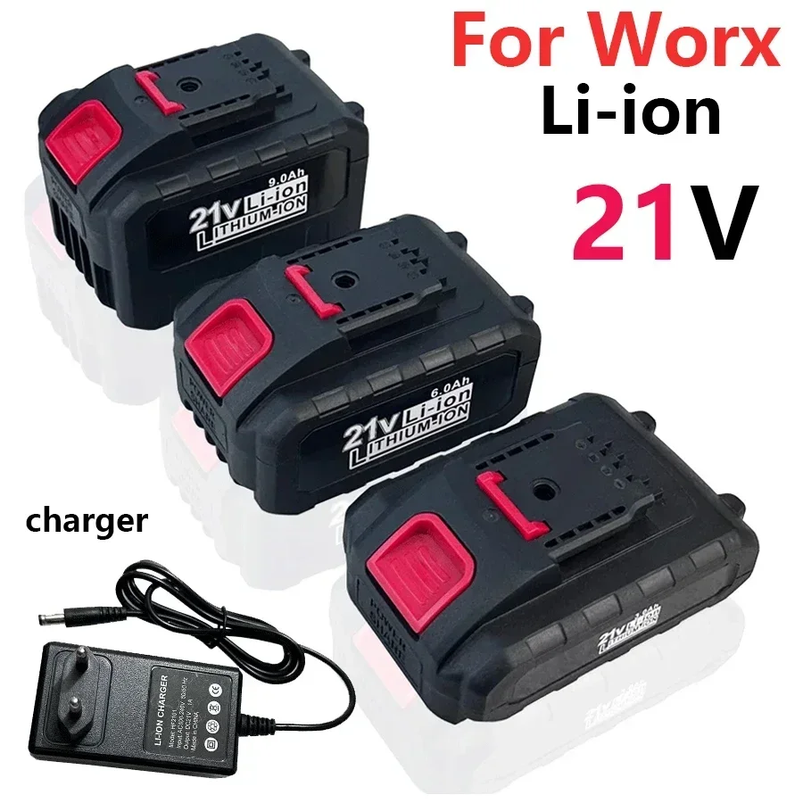 

For Worx 21V 3.0/6.0/9.0Ah Cordless Rechargeable Power Battery,Replace Impact Drill Battery Spare Battery for Power Tool