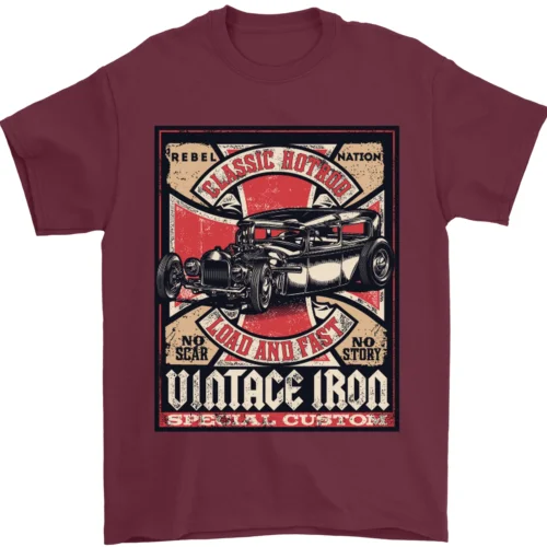 

Classic Hotrod Vintage Iron Hot Rod Dragster Mens T-Shirt 100% Cotton