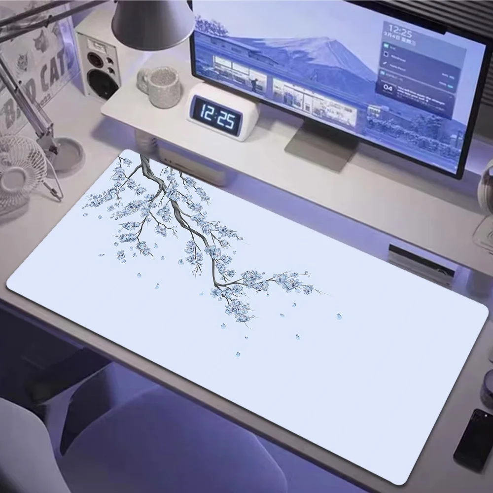 Alfombrillas de ratón de diseño sencillo Kawaii, alfombrilla de ratón negra Sakura, alfombrilla de escritorio para juegos, accesorios de oficina, alfombrillas de ratón para juegos extra grandes