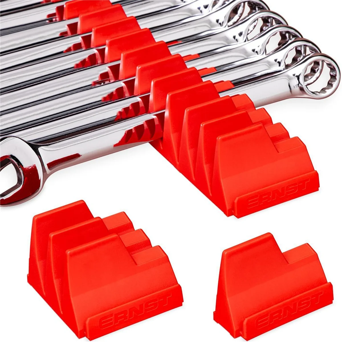 A56XQ 3Pcs Magnetic Wrench Organizer Easy to Install Portable Tool Storage Shelf Wrench Holder for Tool Drawer Storage Black