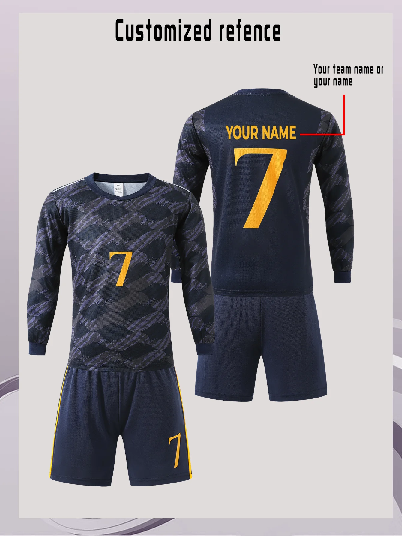 Children's Sports Football Kit Quick Dry Casual Training Uniform Set with Personalized Name Customization Fixed Number 7