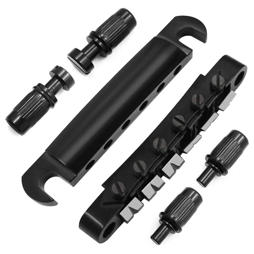 SMIEA Ponte e cordiera Tune-O-Matic con set di borchie per sostituzione chitarra elettrica ABR-1 Bridge Style Les Paul LP, nero