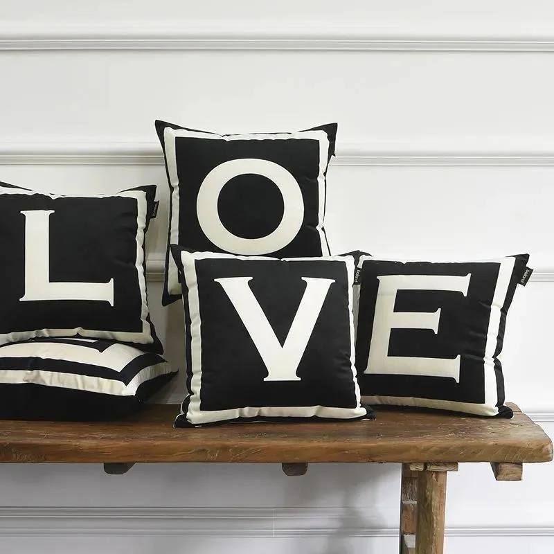 Nordic Letter Black White Pillow Letters Boho Throw Pillow Cover Car Office Nap Pillow Home Decoration Modern for Women 45x45