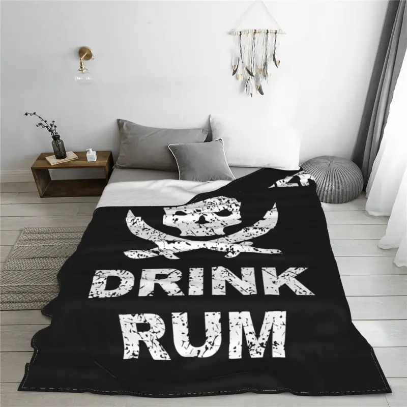 Save Water Drink Rum Blanket Casual On Couch Ultra-Soft Couch Blanket Machine Washable