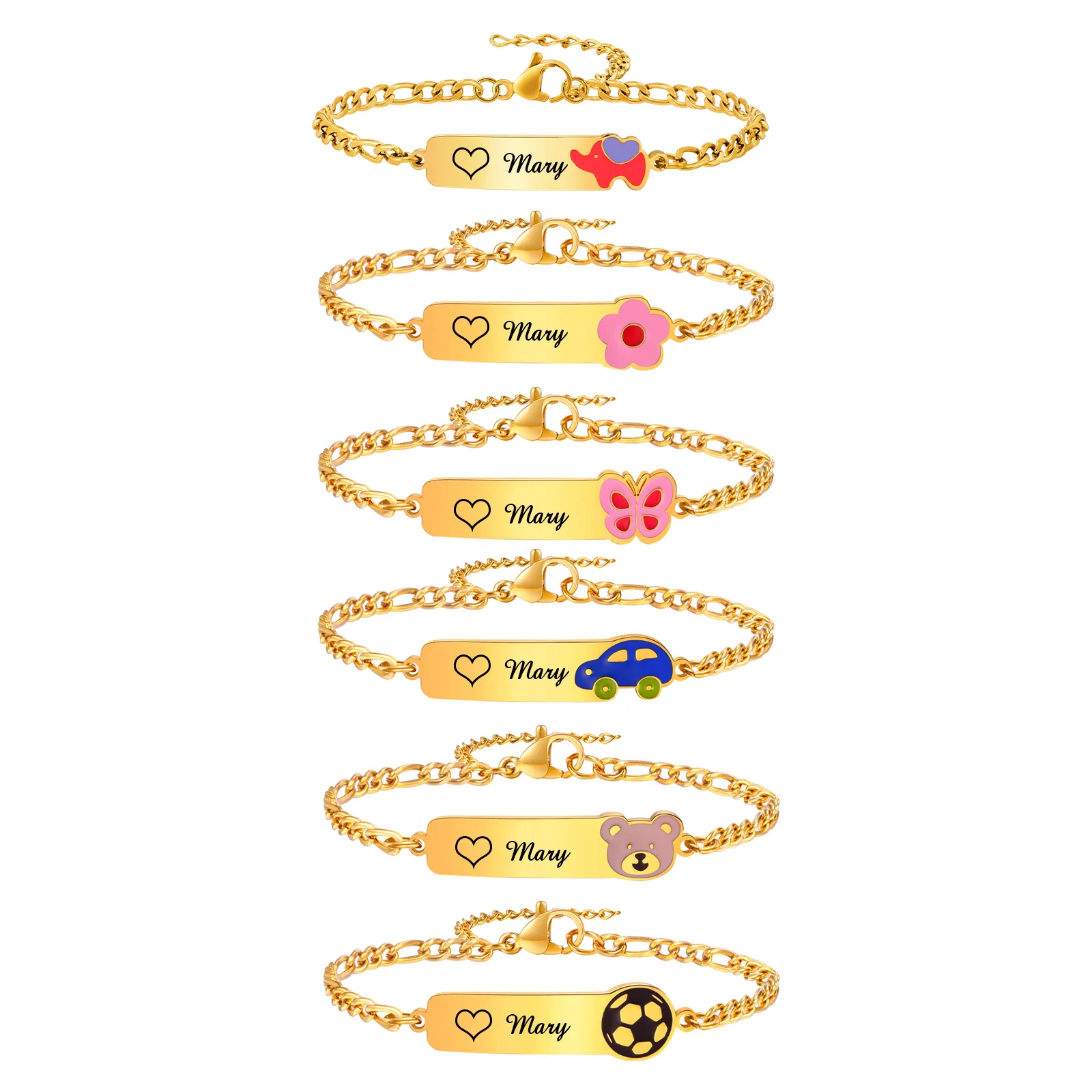 Gravieren Sie ein individuelles Namens-ID-Armband für Kinder, hypoallergenes personalisiertes Armband aus Edelstahl für Mädchen und Jungen als Geschenk – Detail 4