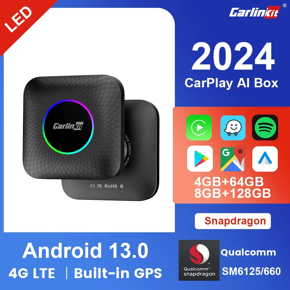 Android 13 TV Box CarlinKit CarPlay Smart Box For Netflix IPTV Built-in GPS Play Store Wireless Android Auto &CarPlay SM6225/660