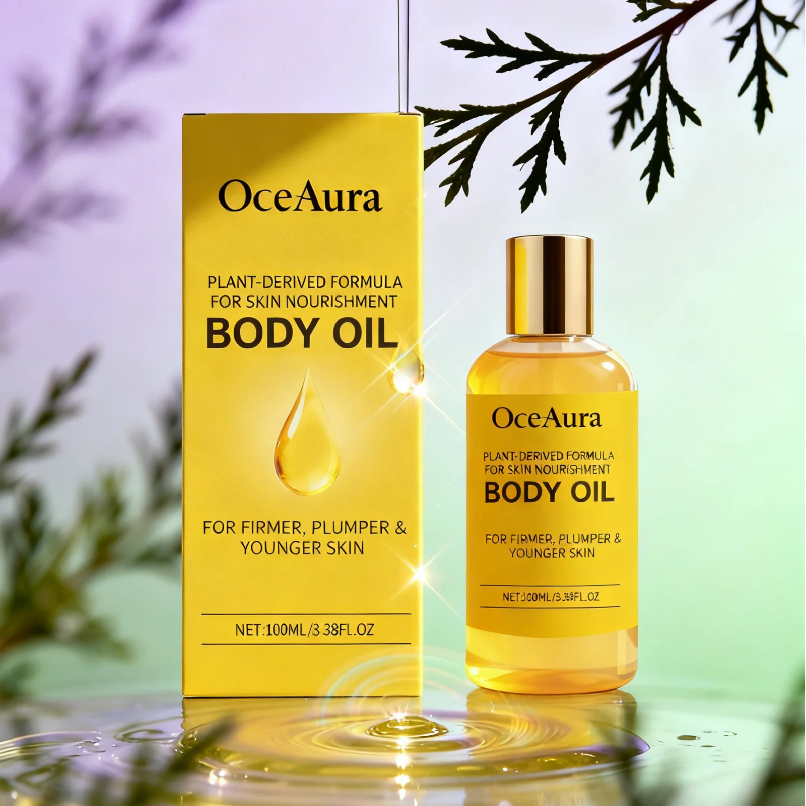 OceAura زيت الجسم لترطيب البشرة ثبات السلس المضادات للأكسدة زيت اللافندر الطبيعي العضوي زيت اللوز الحلو زيت تدليك الجسم